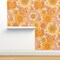 Retro Floral Sunny Maximalist Blush Pink Mustard Gold Marigold 1960S Custom Pre-pasted Wallpaper by Spoonflower Pre-Pasted Wallpaper 2FT Wide